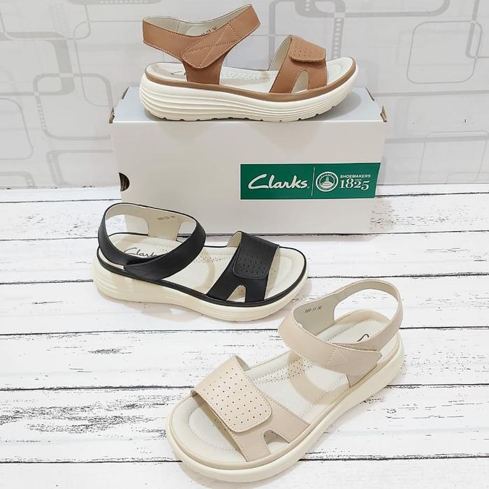 CLARKS Maggie Sepatu Sendal Kulit Wanita Size 36-40