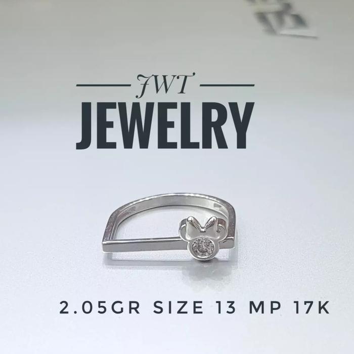 CINCIN EMAS PUTIH UBS 17K FASHION DISNEY MICKEY MOUSE UNIK CANTIK