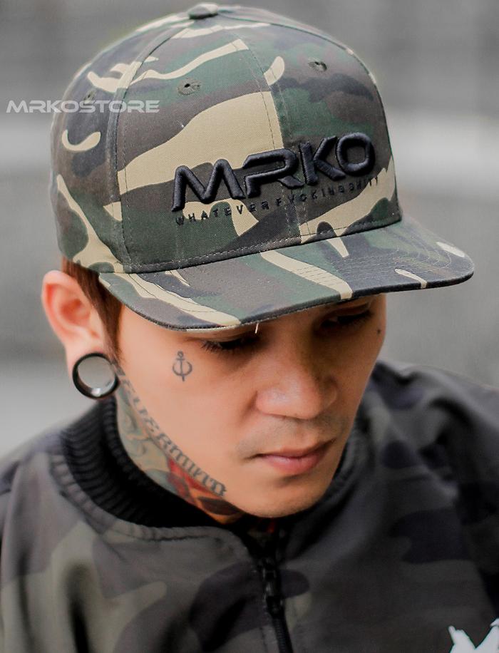 Topi Snapback Bordir Logo Distro MRKO Baseball Unisex Checkerboard