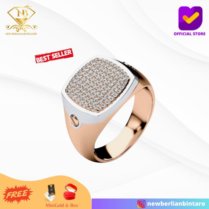 CBC07 - cincin cowok pria berlian eropa natural emas asli 17K 750