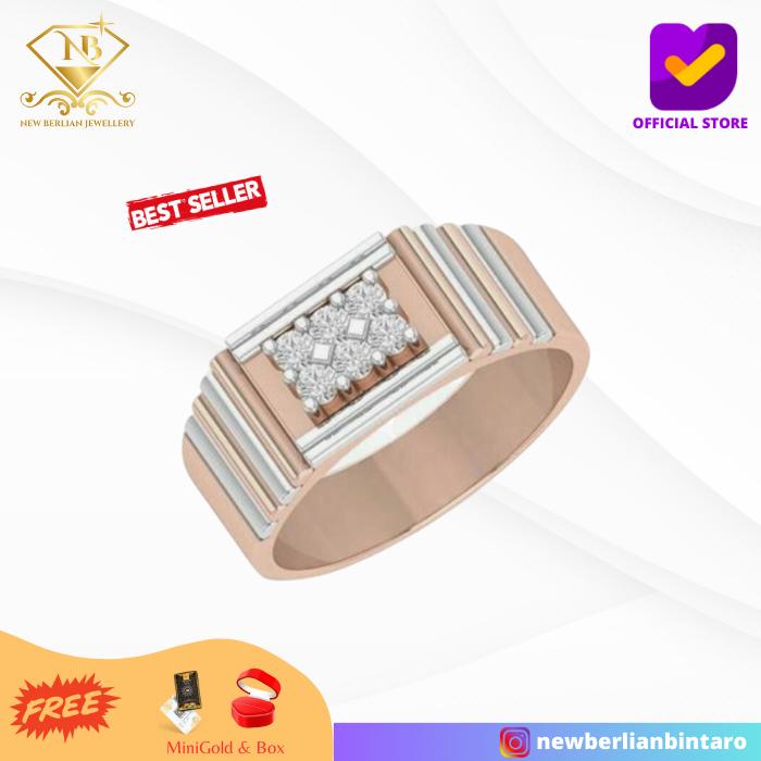 CBC09 - cincin cowok pria berlian eropa natural emas asli 17K 750