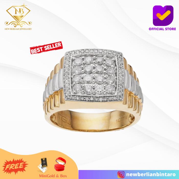 CBC06 - cincin cowok pria berlian eropa natural emas asli 17K 750