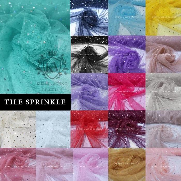 Soft Tulle Gliter Meteran Kain Tile Sparkling Sprinkle Tile Diamond