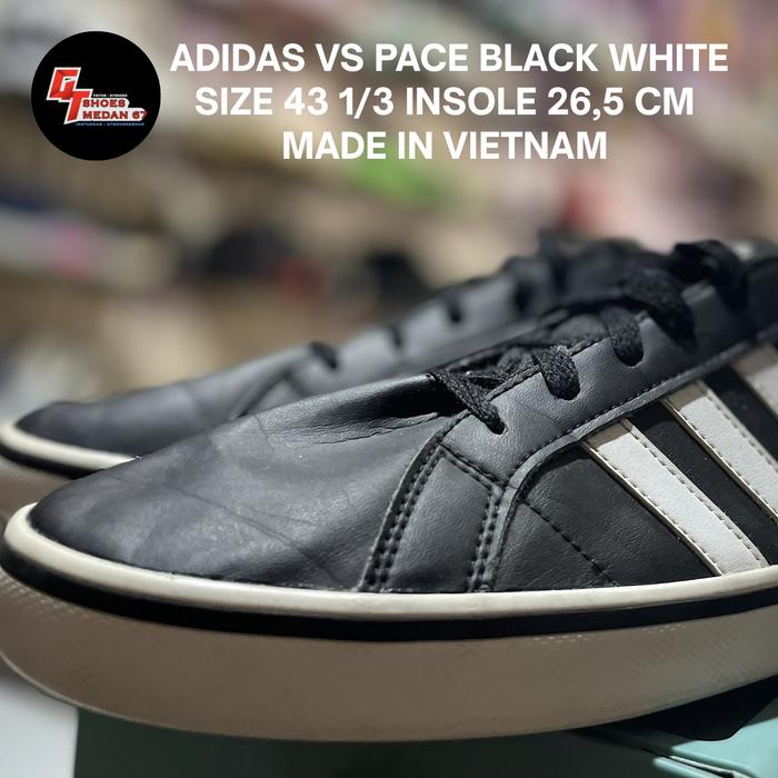 Sepatu Adidas VS pace black white size 43 1/3 insole 27,5 cm made in vietnam