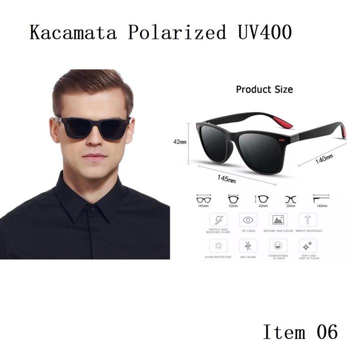 Kacamata sunglasses hitam aviator Polarized UV400 sepeda pria wanita