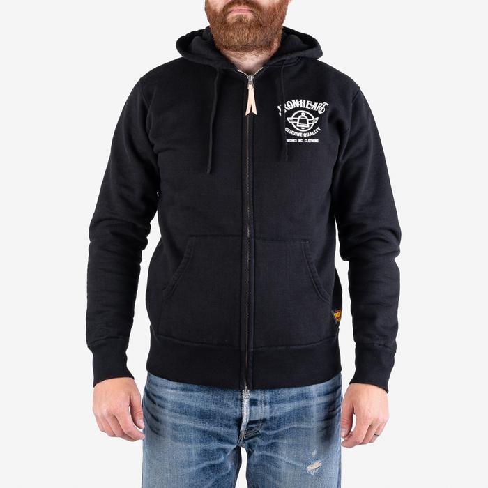 Iron Heart "IRON HEART" 14oz Loopwheeled Zipper Hoodie - Black