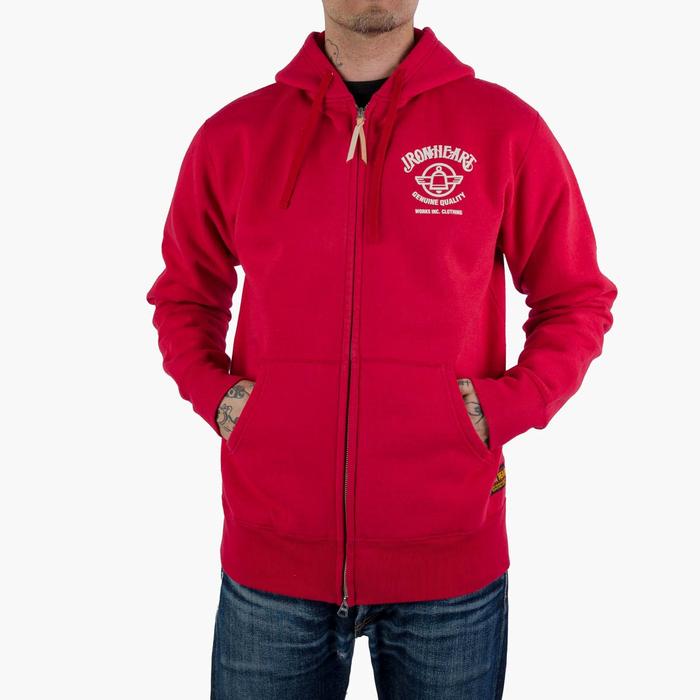 Iron Heart "IRON HEART" 14oz Loopwheeled Zipper Hoodie - Red