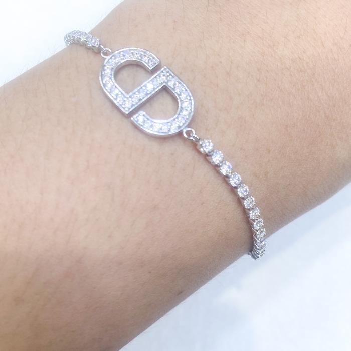 Gelang emas PUtih zircon 750 serut 17 karat