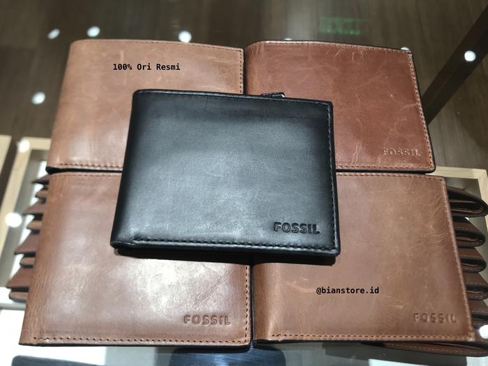 Dompet Pria Fossil Wallet Derrick RFID Flip ID Bifold Black Original