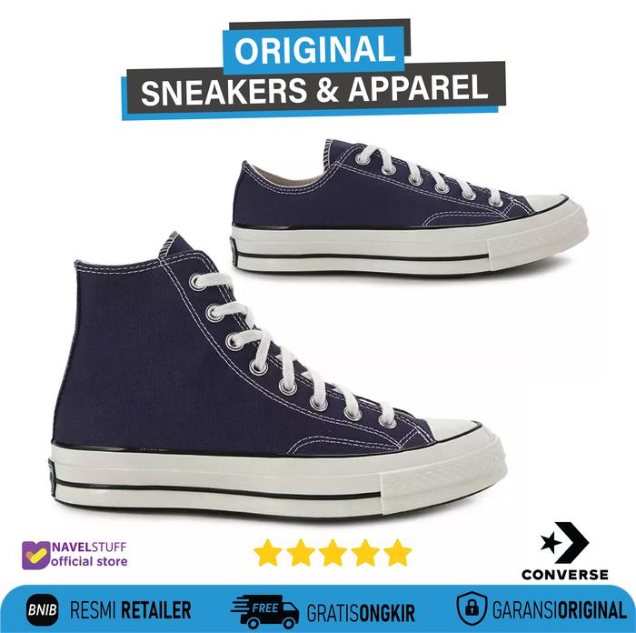 CONVERSE Chuck 70s Ox Low/Hi Blue/Black/Egret Original Resmi (PT.MAP)