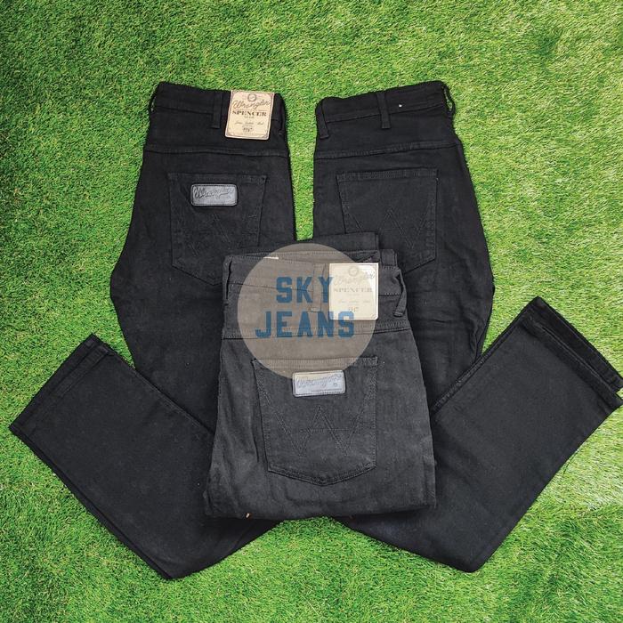 Wrangler Pants Men Denim Spencer Black Celana Jeans Original (Black)