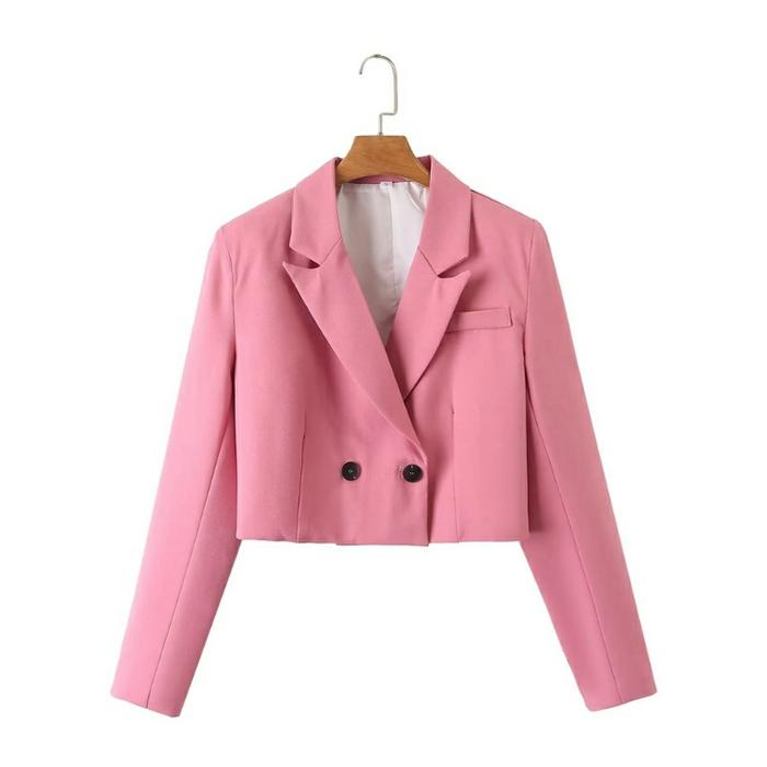 pink crop blazer / outer blazer crop wanita