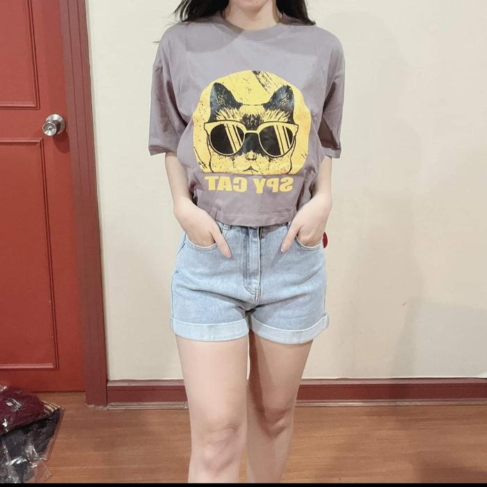 Top/Kaos crop wanita import Bangkok from Giant basic bahan premium-abu