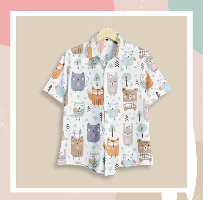 Kemeja Premium Wanita - cute forest animals 10910837