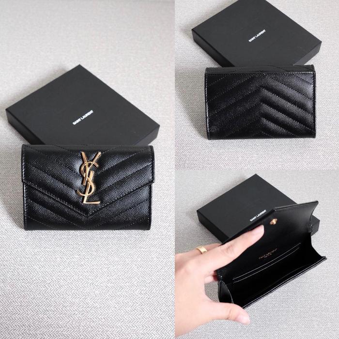 YSL Saint Laurent Mini Flap Wallet in Black GHW