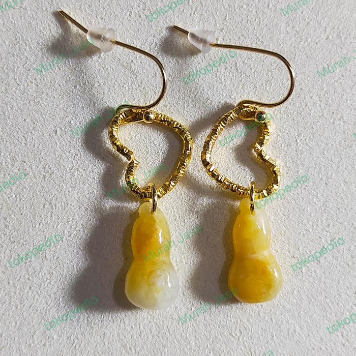 Anting Giok Burma kuning labu kecil