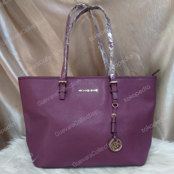 mk ungu kulit seken tote bag preloved