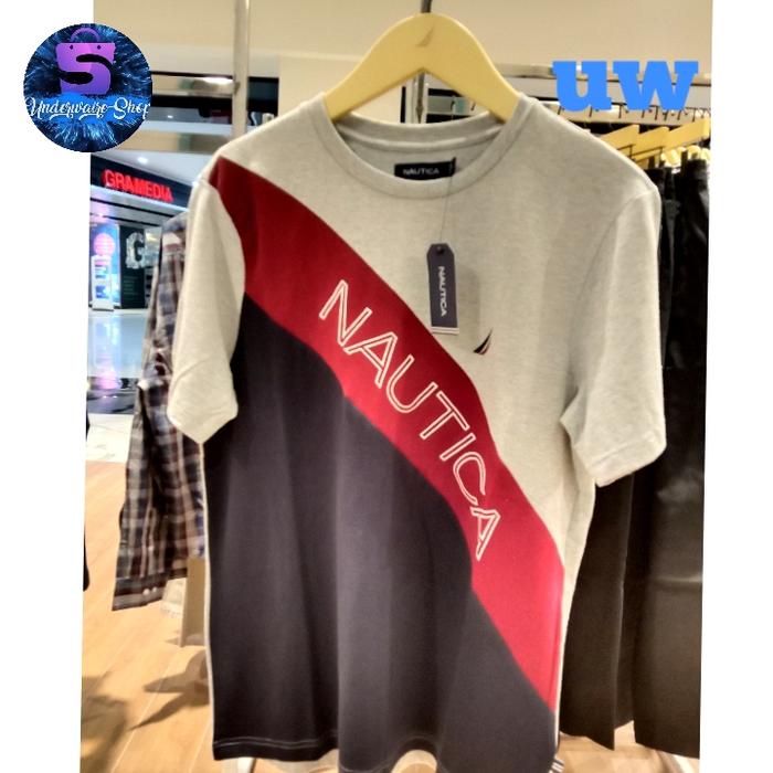 kaos pria nautica (KR3722) bahan katun 100. original. Gray