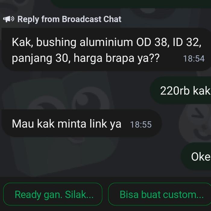ALUMUNIUM BUSHING CUSTOM ID 32mm, OD 38mm, PANJANG 30mm