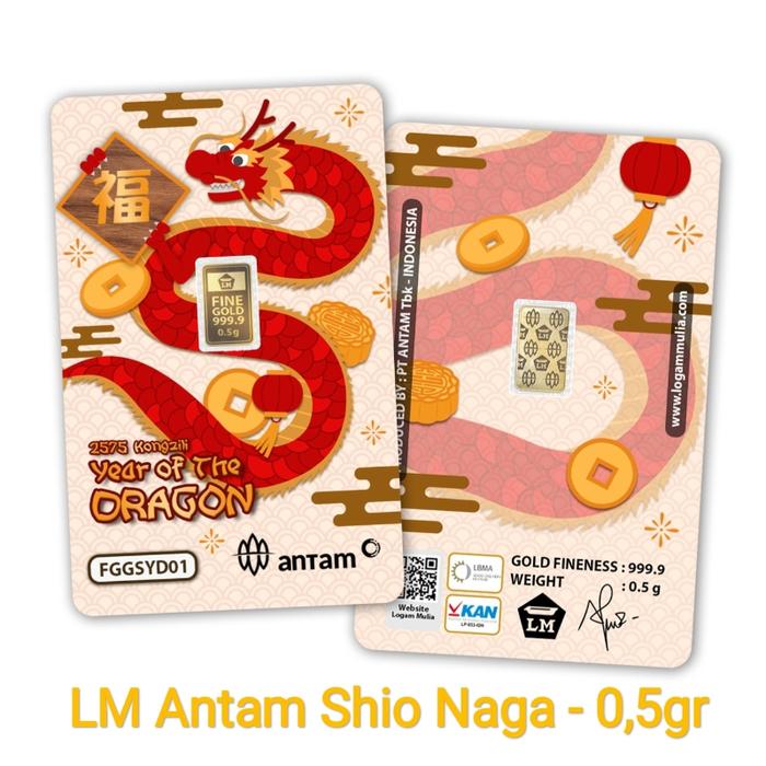 Logam Mulia Emas Shio Antam 0,5 gram Shio Naga Year of The Dragon