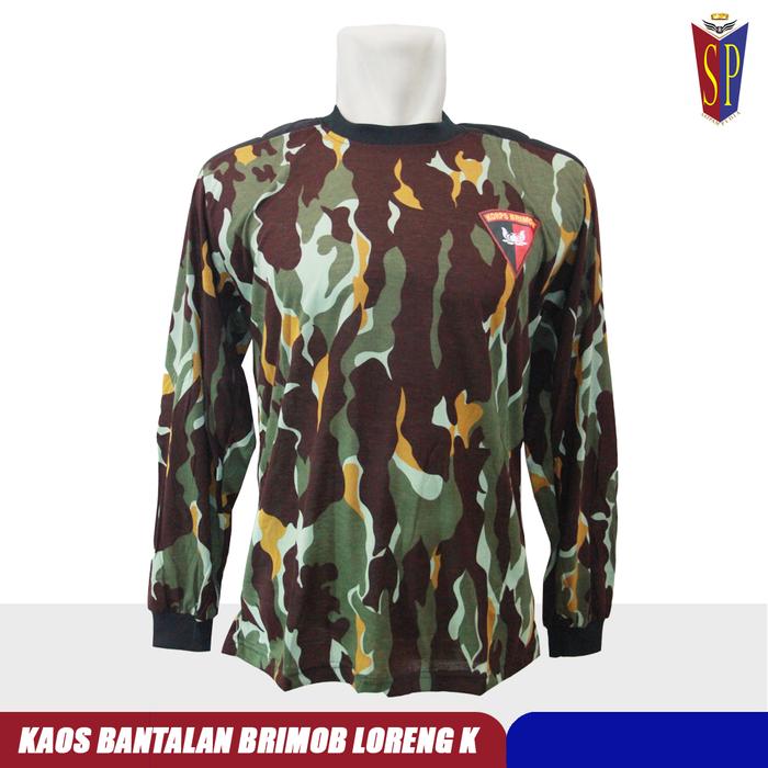 Kaos Brimob Bantalan Loreng Logo - Kaos Brimob Panjang