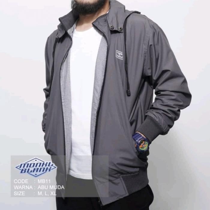 JAKET PARASUT MONKL BLANK PRIA & WANITA WATERPROOF HOODIE SWEATER