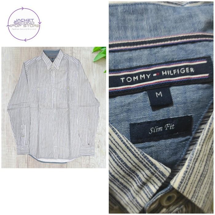 Kemeja Oxford Casual Second Branded Tommy Hilfiger M Slimfit a1