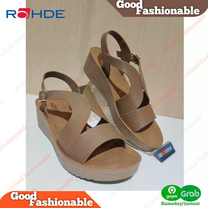 ROHDE Sandal Hak Wedges Wanita Bahan Kulit Asli 100%