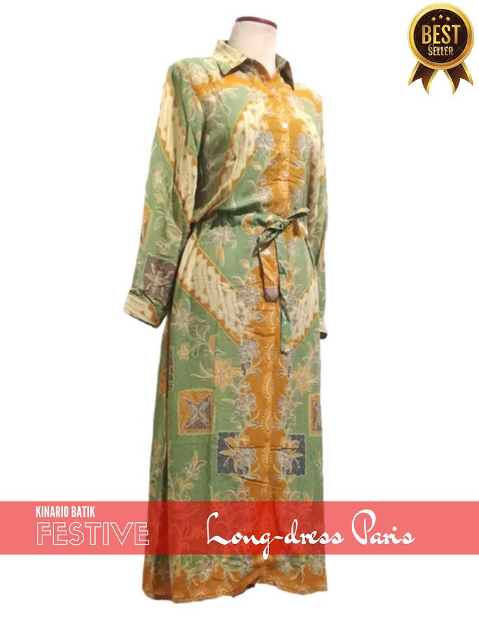 Dress Batik Wanita Kinario Gamis Serut Batik Cap Paris Modern Solo