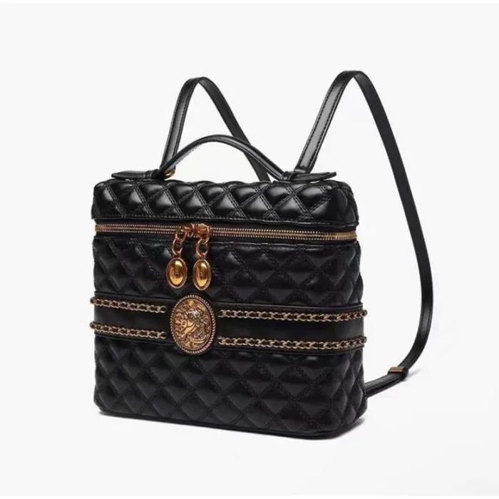 Tas Ransel GUSACHI Hitam Empuk dengan Ukiran Kepala Kuda Vintage kd 97