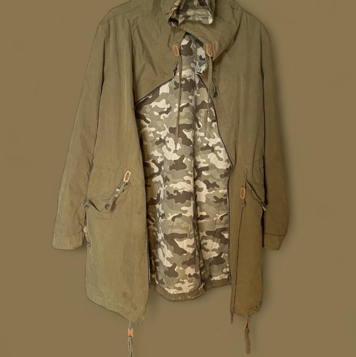 jaket bomber parka Crux L (115-118) Kanvas Warna Army