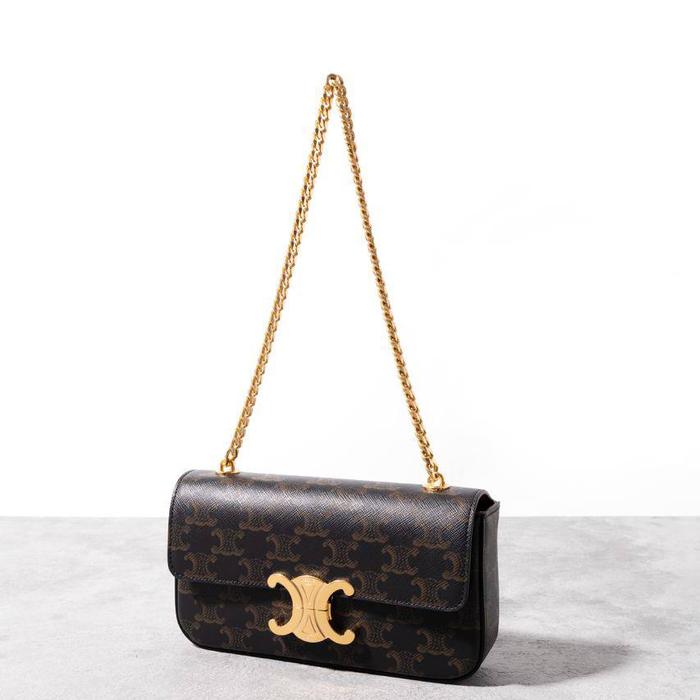 bag Clne tas Triomphe Canvas Chain Shoulder Bag in Black/ Tan