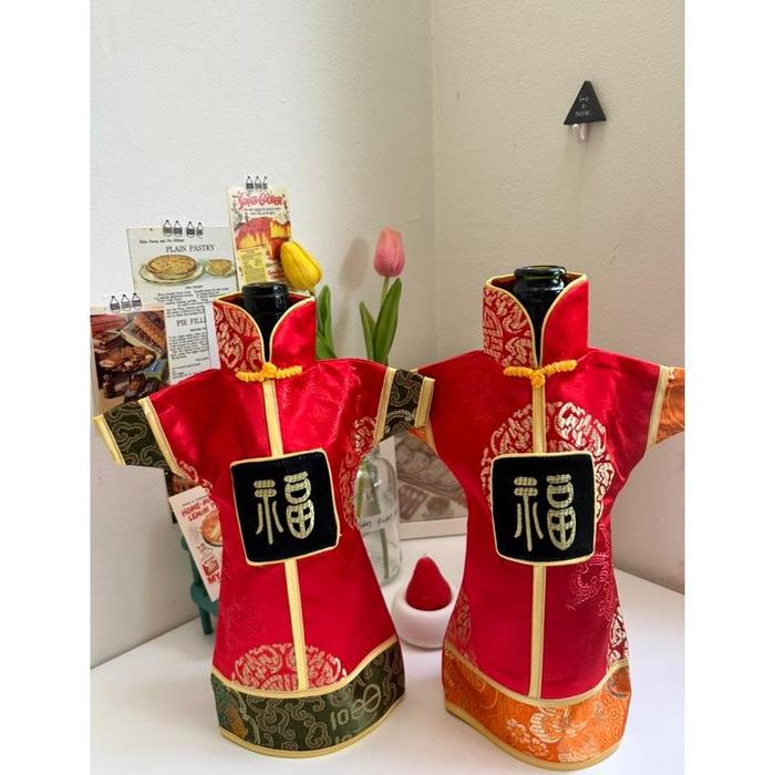 Sarung botol wine Cheongsam/ sangjit/ imlek/ chinese new year/ wine