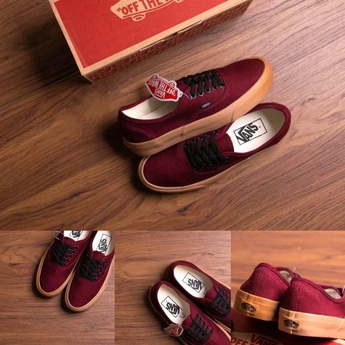Sepatu Vans Authentic merah maroon pro gum fox coklat Sepatu Fashion