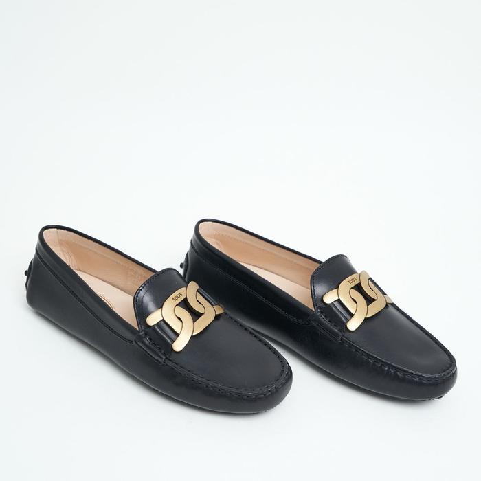 Tod's Chain Accessory Kate Gommino Women Driving Loafer Shoes Black