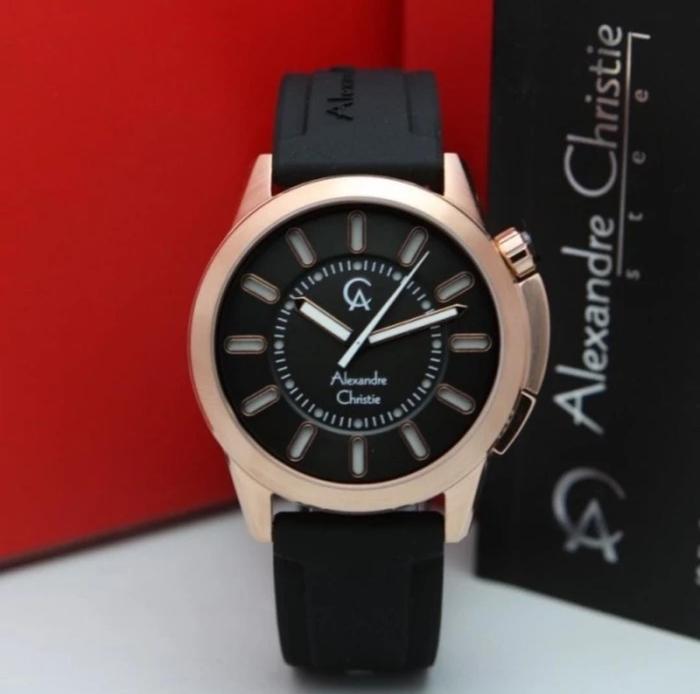 Jam Tangan Pria AC Alexandre Christie 8632 Original - Black Rosegold