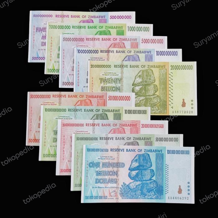 Set Uang Dollar Zimbabwe (2008) Seri Batu Chiremba Souvenir Replika