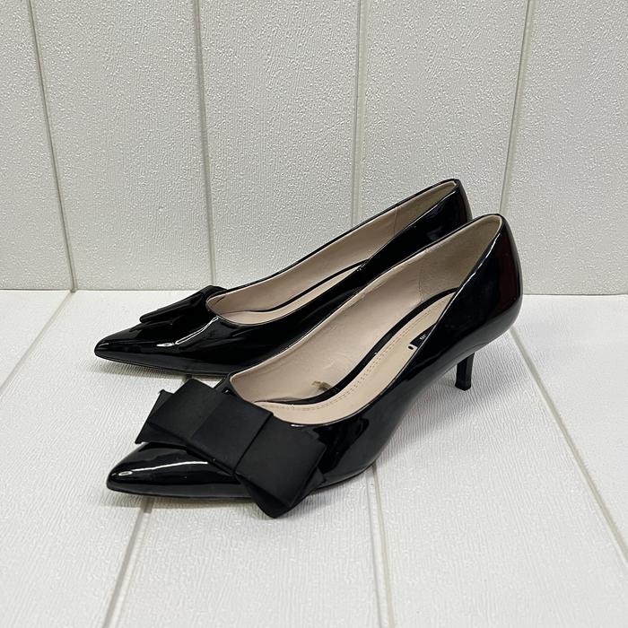 Sepatu ZARA Stiletto Bow Cuma Pake 2x Hitam Kitten Heels 38 Woman