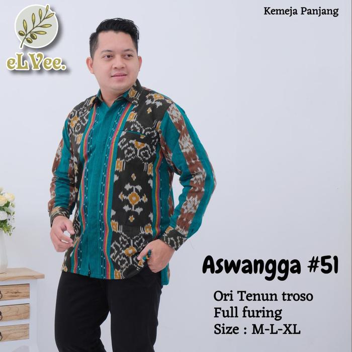 Aswangga kemeja pria panjang bhn tenun Troso premium furing M L XL
