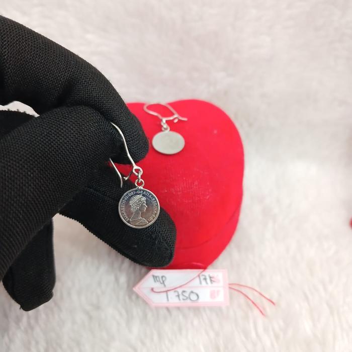 AT1N603N Anting model dinar koin emas putih asli 1.750gr 17k