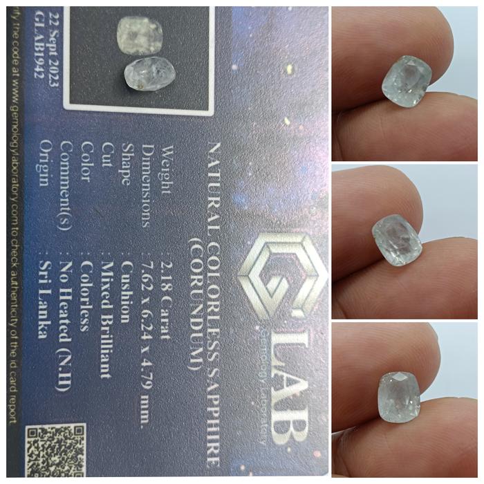 Natural Colorless Sapphire Ceylon mini Luster memo GLI Safir Sri Lanka