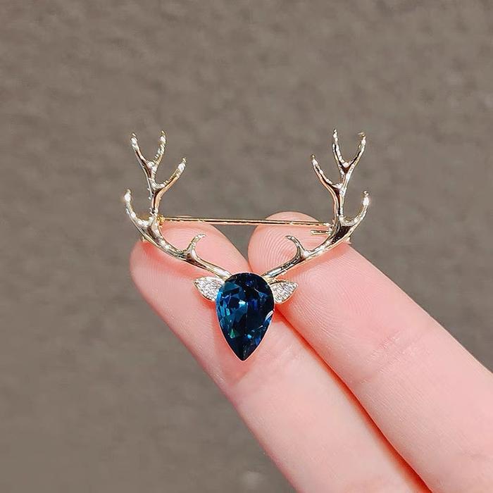 Bros Kepala Rusa Cantik Dengan Batu Biru