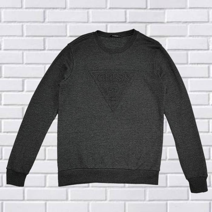CREWNECK GUESS 3D LOGO SIZE M (SECOND BRANDED) ABU-ABU, CN0039