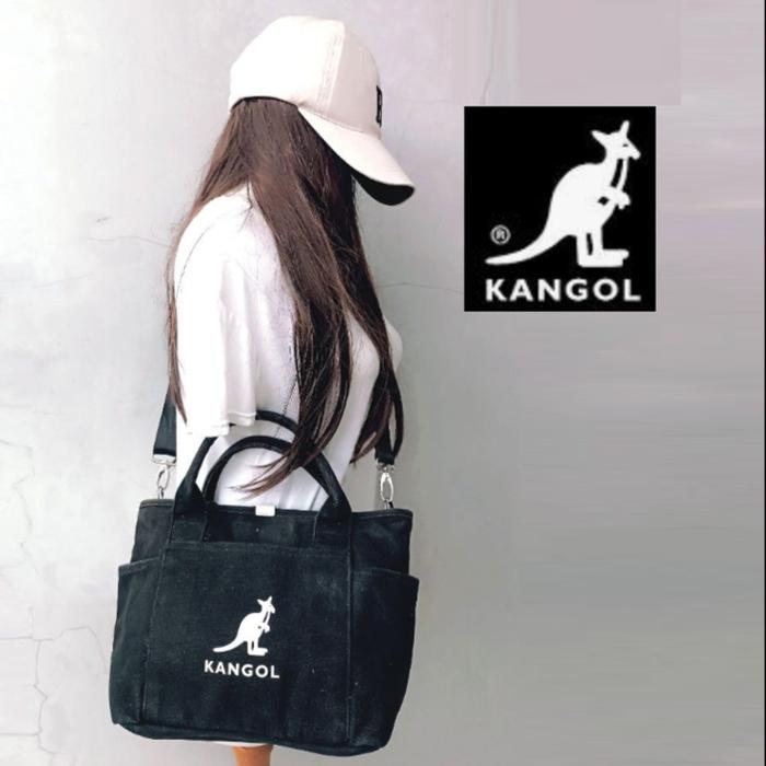 2nd Original Kangol Sling Bag Black Tas Kanvas Selempang Hitam Pria Wa