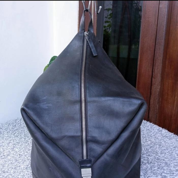 Second - tas ransel - hitam, kulit asli
