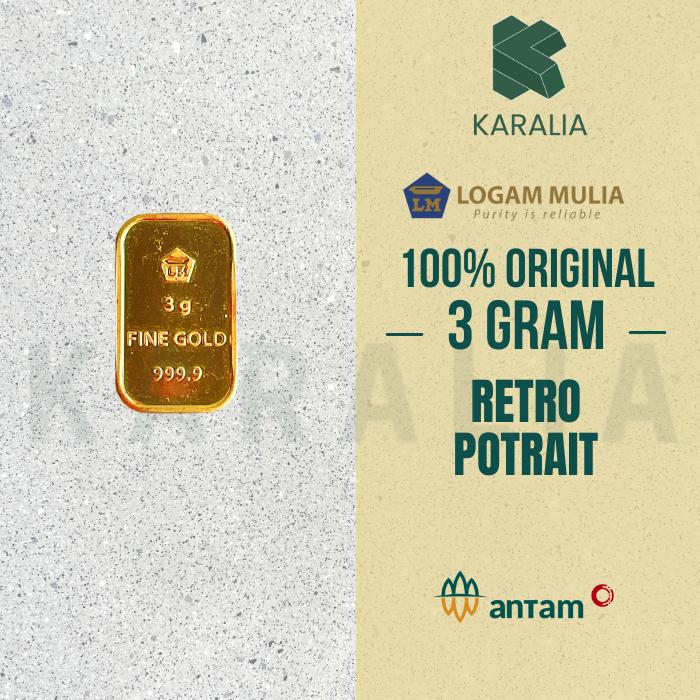 LOGAM MULIA LM ANTAM LM 3 GRAM RETRO BERDIRI/POTRAIT/VERTICAL