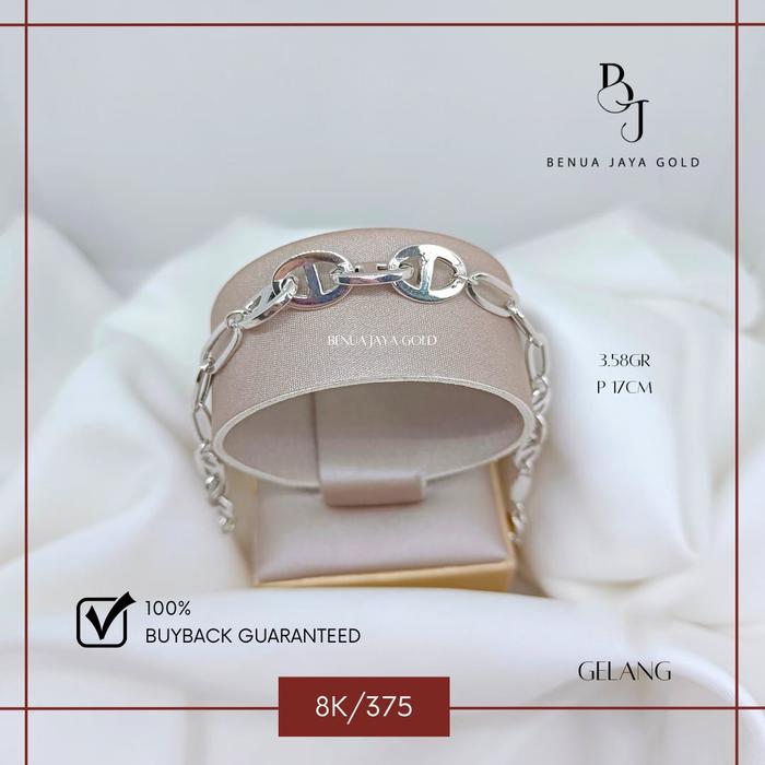 Gelang Rantai Casteli Emas Putih 8K/375