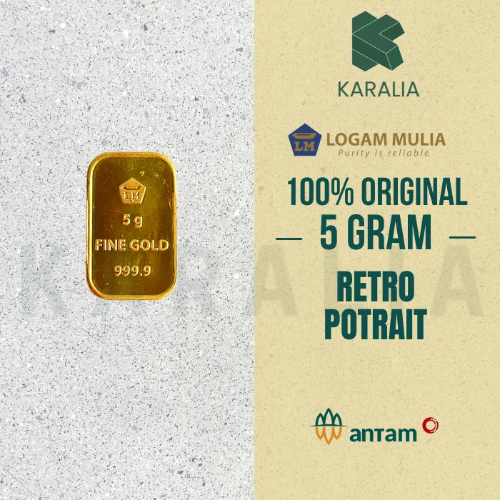LOGAM MULIA LM ANTAM LM 5 GRAM RETRO BERDIRI/POTRAIT/VERTICAL