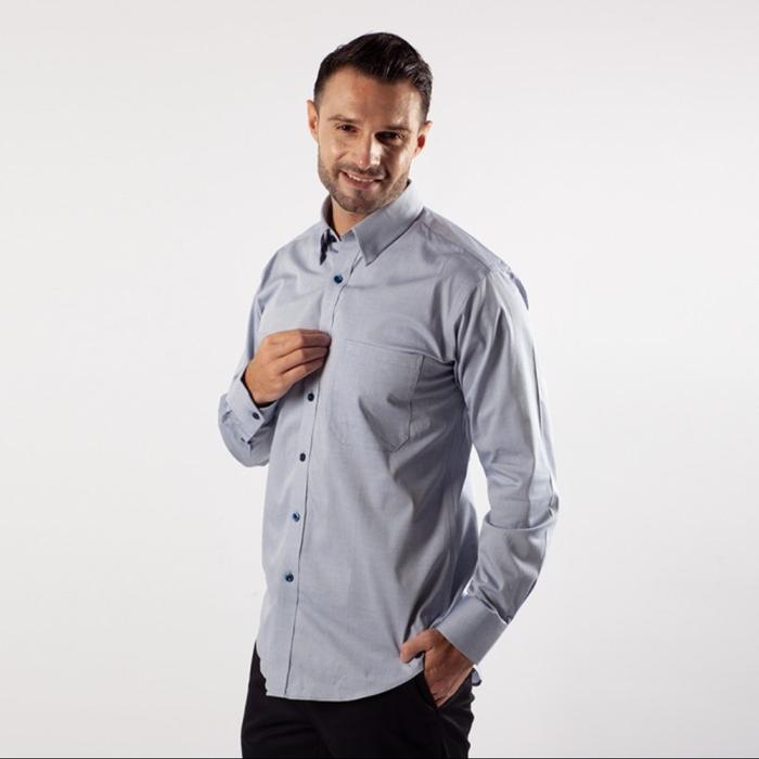 Kemeja Lengan Panjang Guy Laroche Brick Black Oxford - 15.5