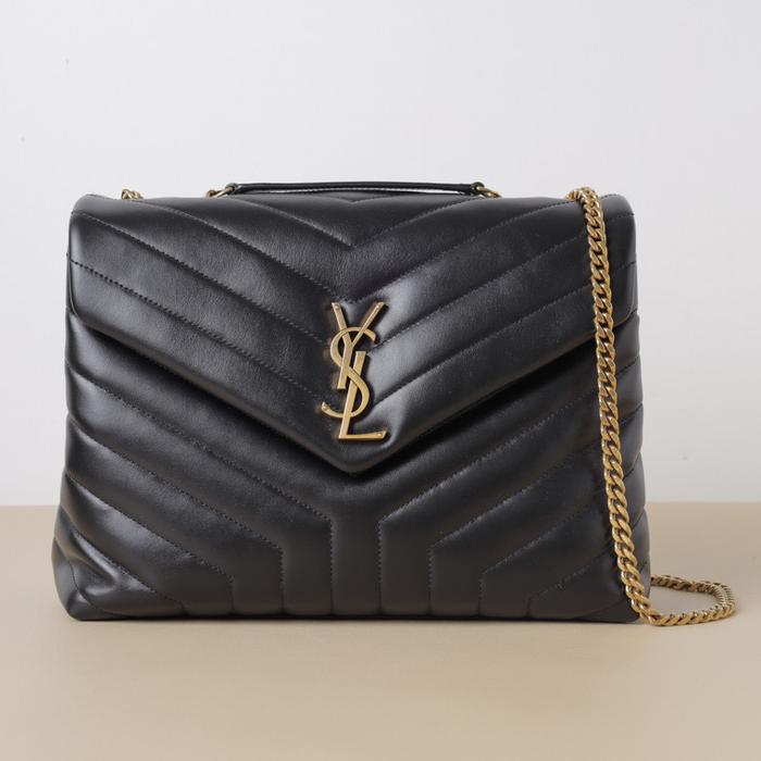 YSL SAINT LAURENT Medium Lou Loulou Shoulder Bag Black GHW